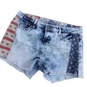 Vanilla Star stone wash American flag jean shorts